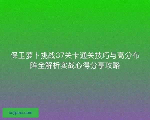 保卫萝卜挑战37关卡通关技巧与高分布阵全解析实战心得分享攻略